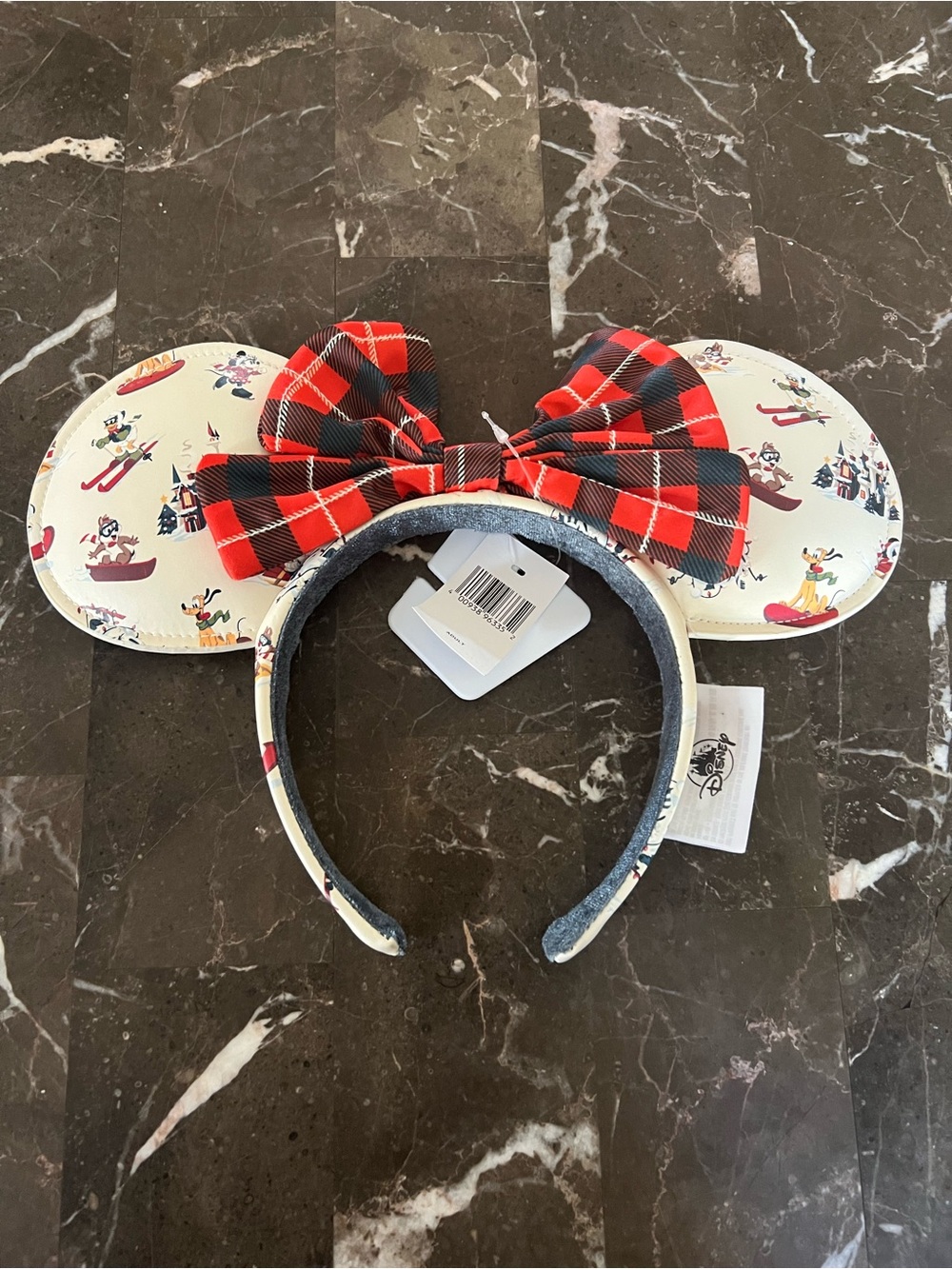 NWT Disney Parks Holiday Plaid Bow Minnie Ears Headband